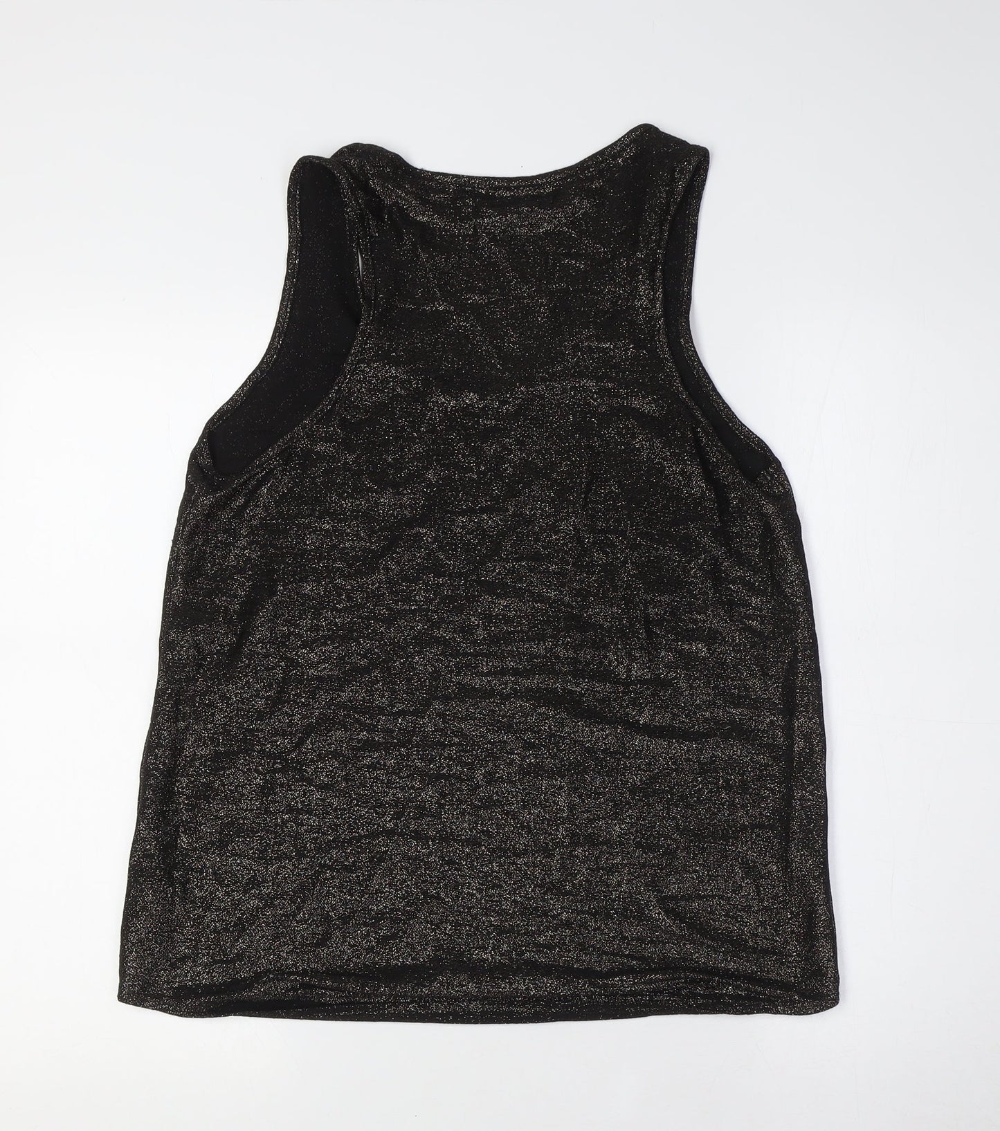 NEXT Womens Black Viscose Basic Tank Size 14 Round Neck - Gold Fleck