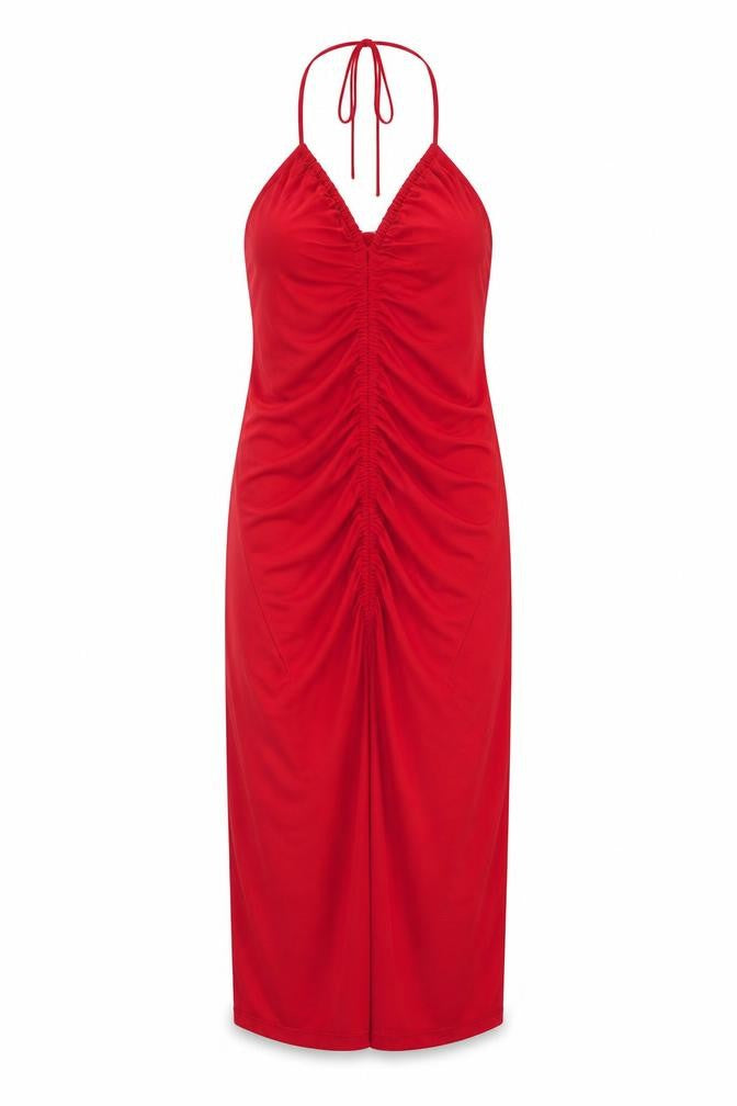 Zara Womens Red Polyester A-Line Size S Halter Tie