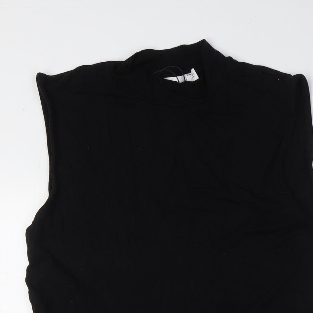 Warehouse Womens Black Viscose A-Line Size M Mock Neck