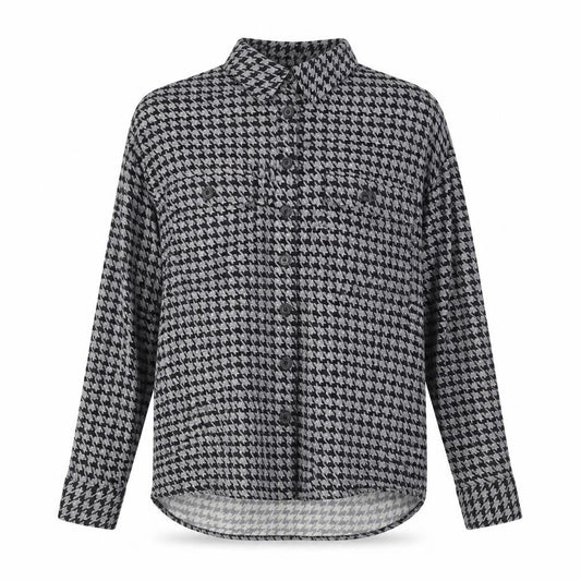 Next Womens Black Check Viscose Basic Button-Up Size 6 Collared
