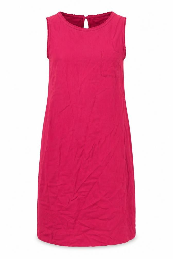 Marks & Spencer Womens Pink Linen A-Line Size 10 Round Neck Button