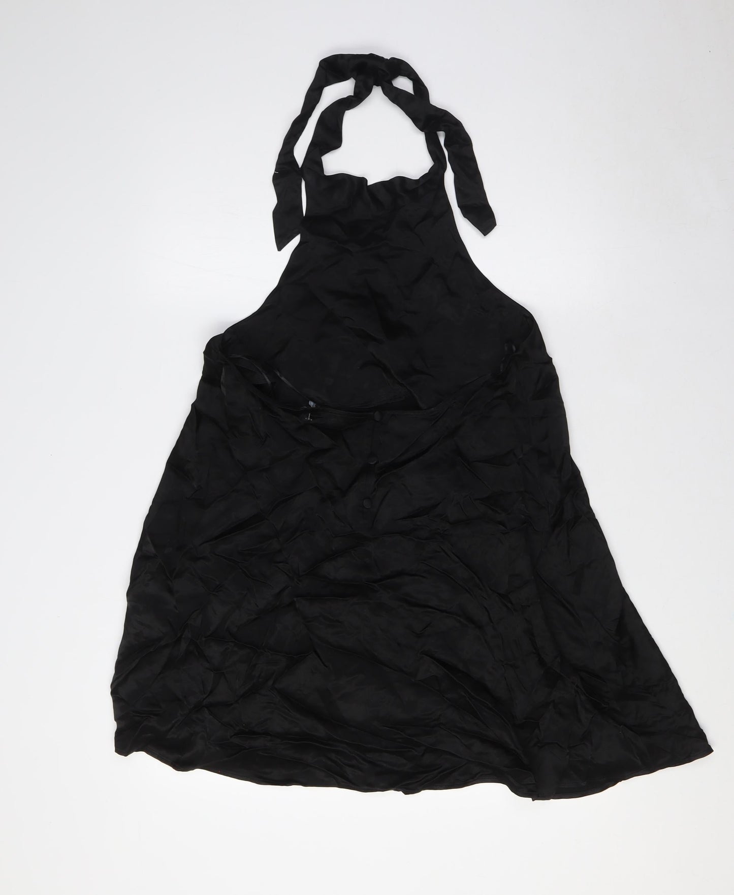 Zara Womens Black Viscose A-Line Size M Halter Button