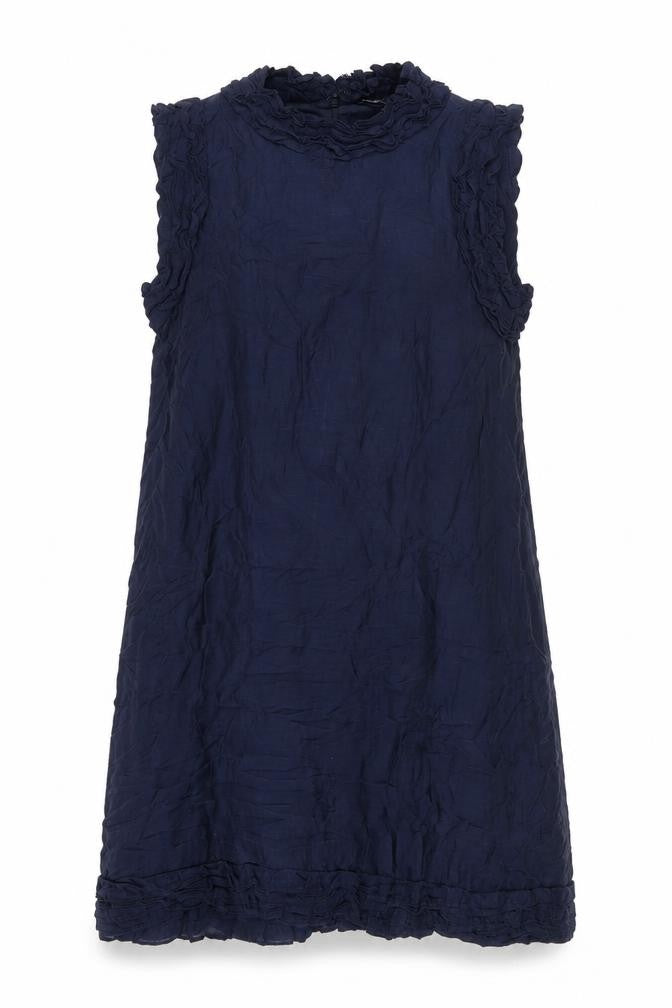 French Connection Womens Blue Modal A-Line Size 12 Mock Neck Zip - Ruffled Collar