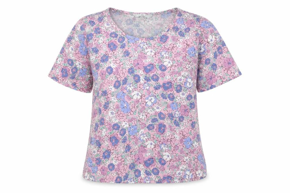 Bonmarché Womens Multicoloured Floral Cotton Top Pyjama Top Size 12 - sIZE 12-14