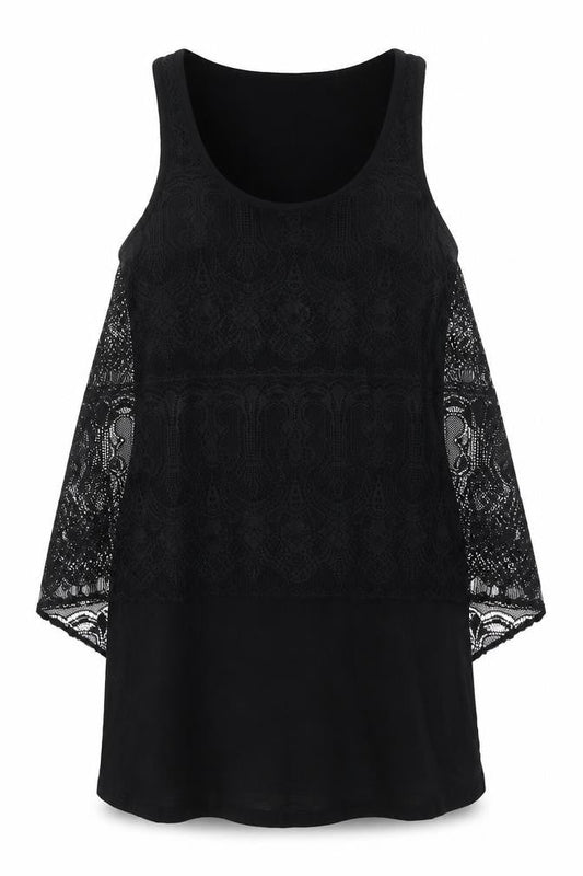 Topshop Womens Black Polyester A-Line Size 6 Scoop Neck - Lace Overlay