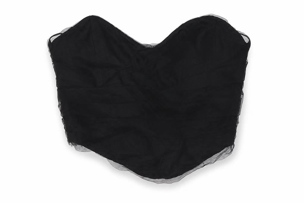 Zara Womens Black Viscose Cropped Button-Up Size S Off the Shoulder - Bodice