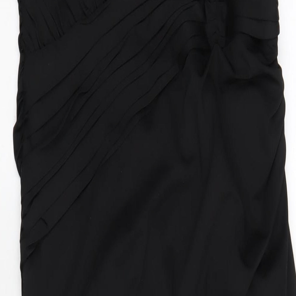 Quiz Womens Black Polyester Maxi Size 16 One Shoulder Zip