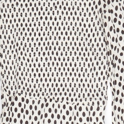 Next Womens Ivory Polka Dot Viscose A-Line Size 8 Boat Neck Button