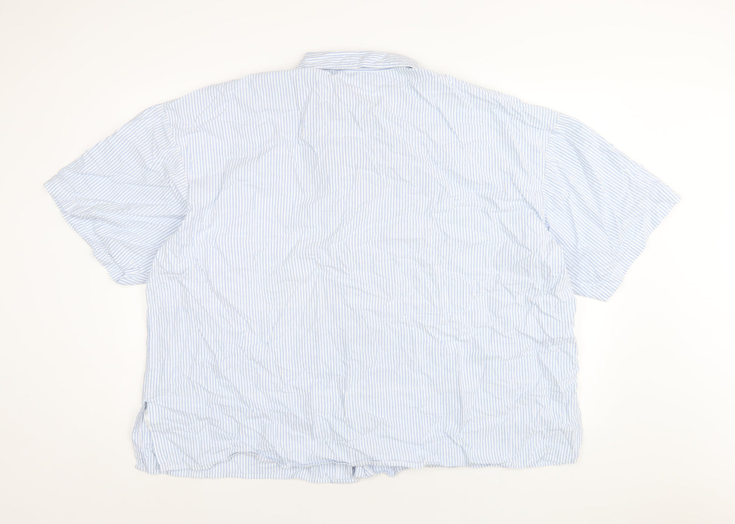 essence Womens Blue Striped Cotton Basic Button-Up Size 30 Collared