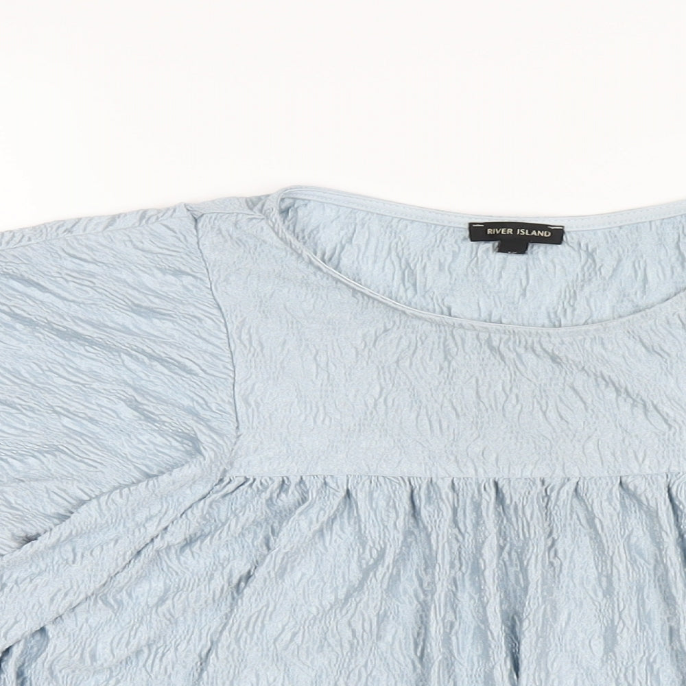 River Island Womens Blue Polyester Basic T-Shirt Size 12 Round Neck