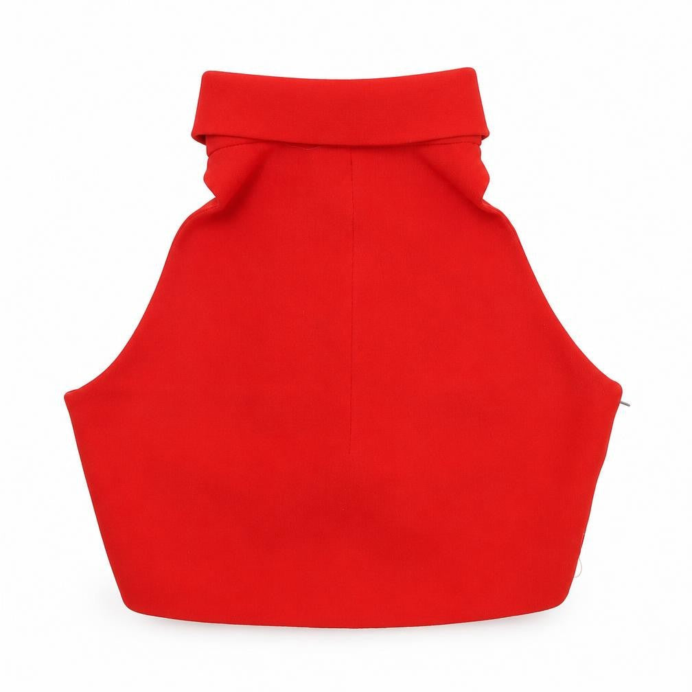 Topshop Womens Red Polyester Cropped T-Shirt Size 10 Round Neck