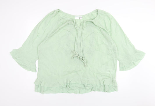 Body Flirt Womens Green Viscose Basic T-Shirt Size 20 V-Neck