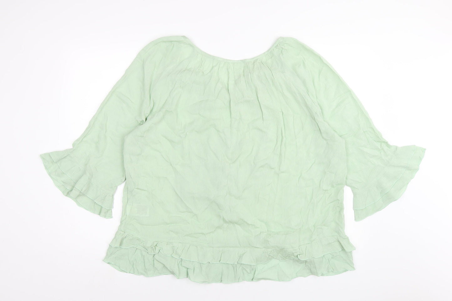 Body Flirt Womens Green Viscose Basic T-Shirt Size 20 V-Neck