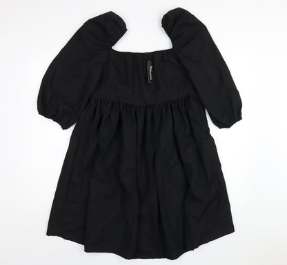 Boohoo Womens Black Polyester A-Line Size 12 Scoop Neck Zip