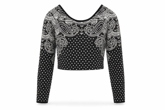Illustrated People Womens Grey Geometric Cotton Cropped T-Shirt Size S Scoop Neck