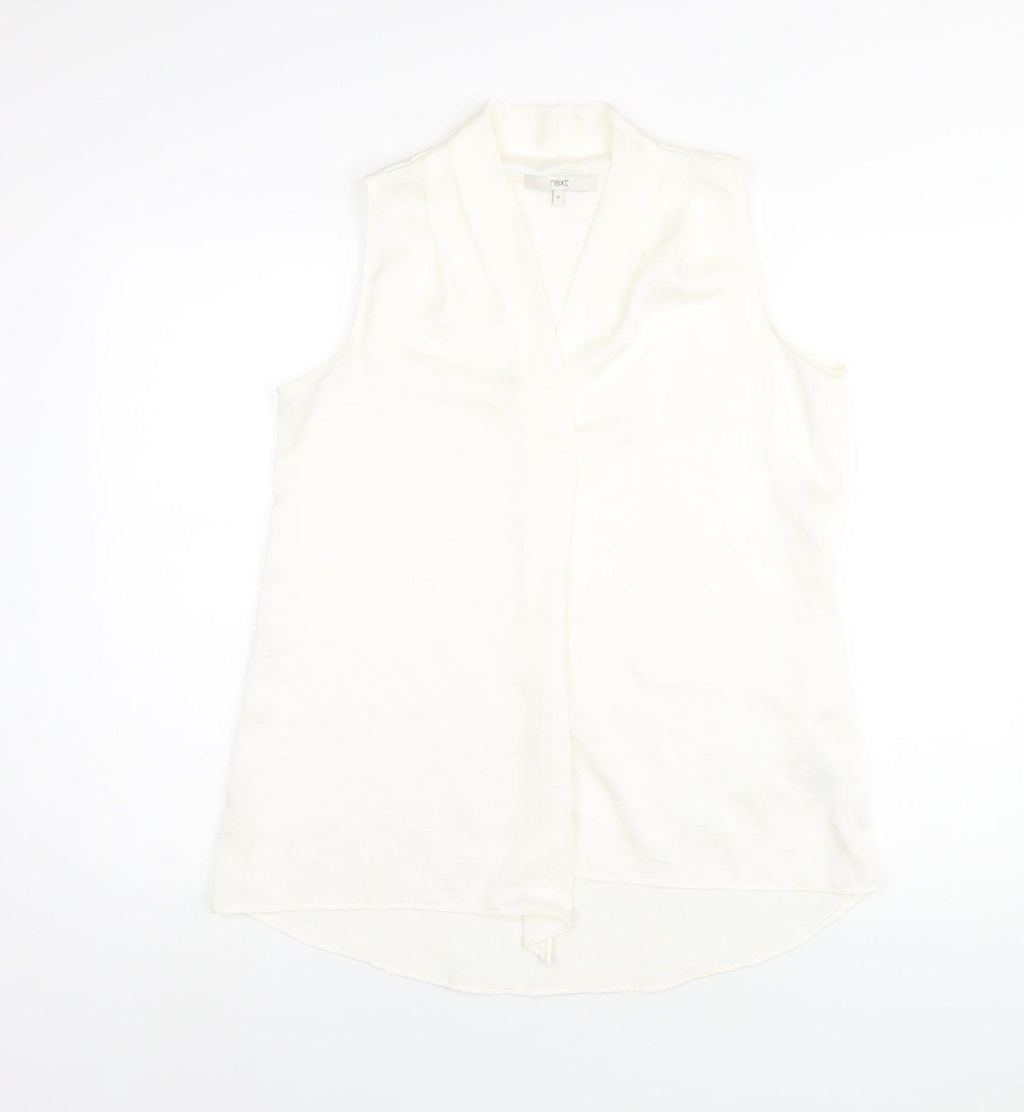 NEXT Womens Ivory Polyester Basic Blouse Size 12 V-Neck