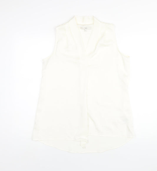 NEXT Womens Ivory Polyester Basic Blouse Size 12 V-Neck