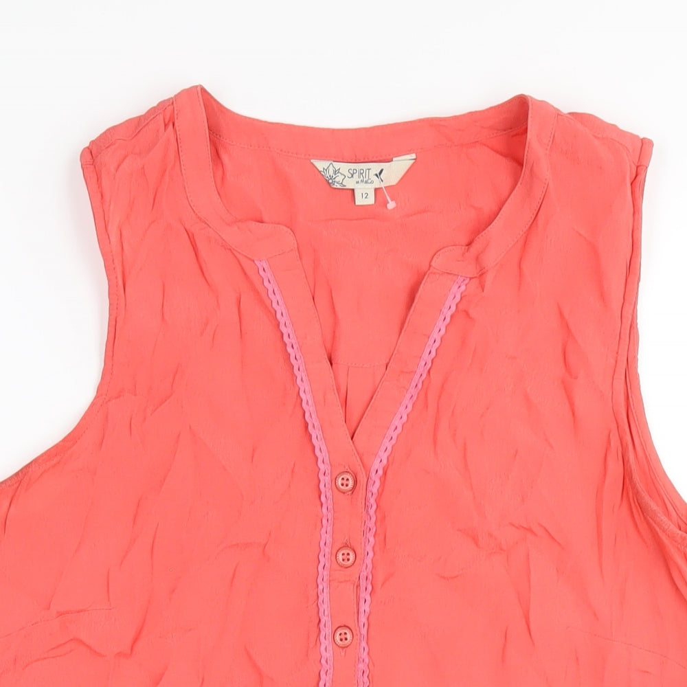 M&Co Womens Pink Viscose Basic Tank Size 12 V-Neck