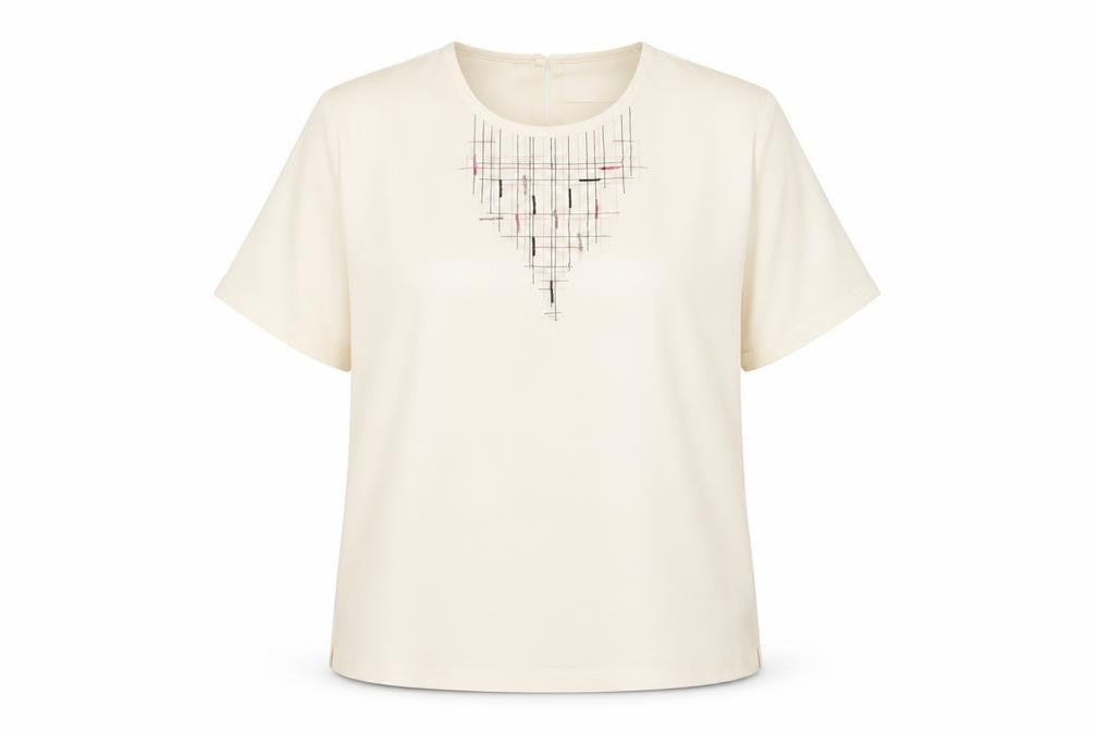 ELVI Womens Ivory Polyester Basic T-Shirt Size 16 Round Neck