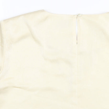 ELVI Womens Ivory Polyester Basic T-Shirt Size 16 Round Neck