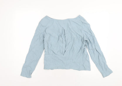 Marks & Spencer Womens Blue Viscose Basic T-Shirt Size 6 Round Neck