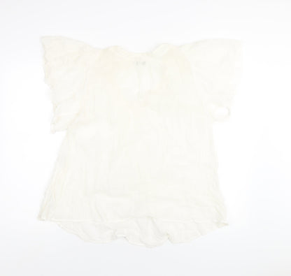 New Look Womens Ivory Cotton Basic Blouse Size 14 V-Neck