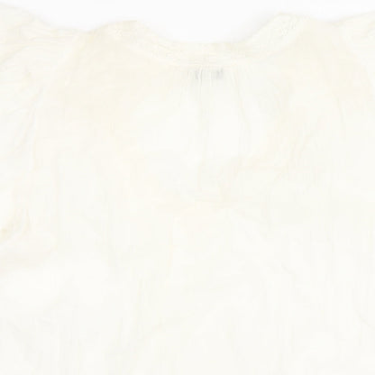 New Look Womens Ivory Cotton Basic Blouse Size 14 V-Neck