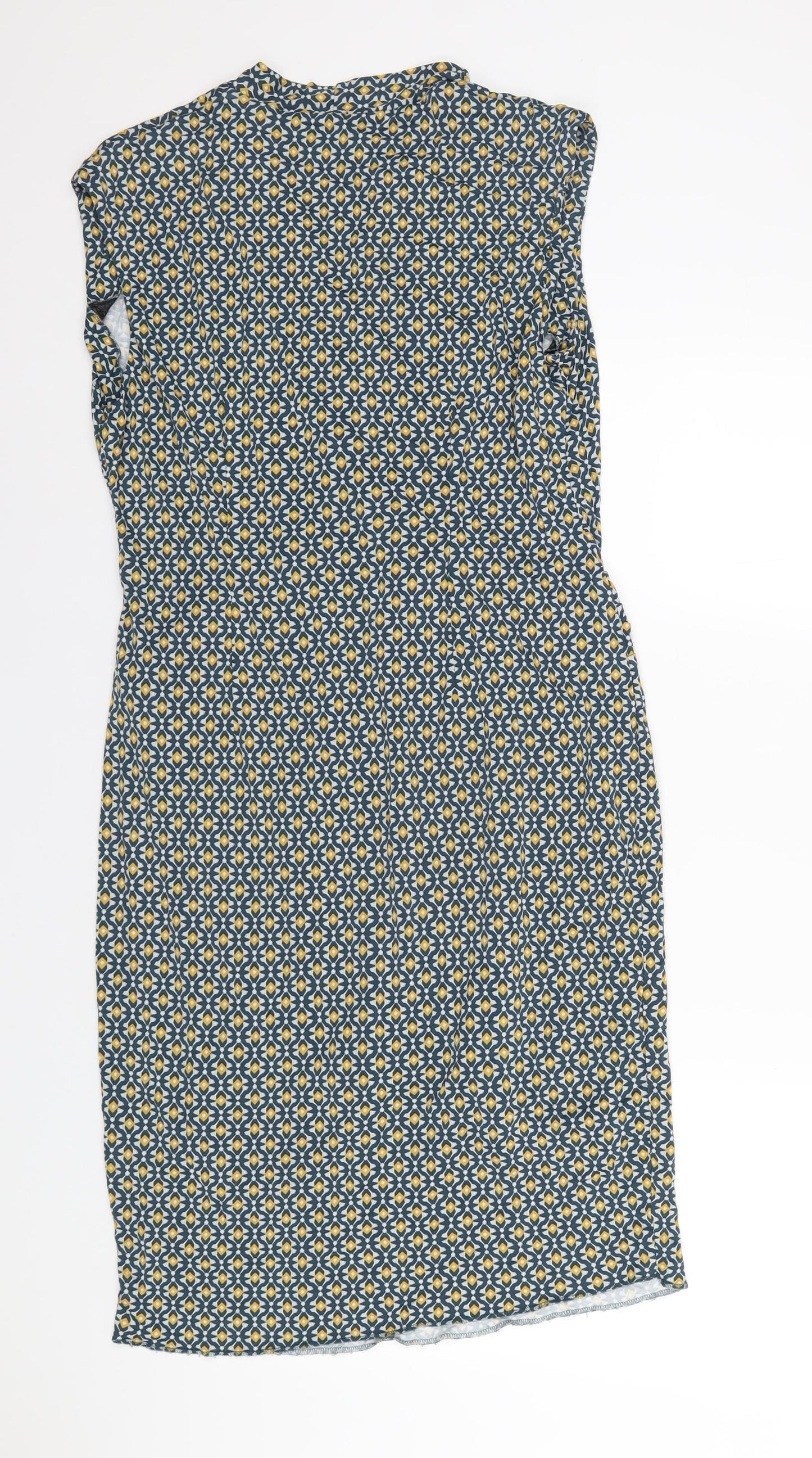 Autograph Womens Multicoloured Geometric Viscose Pencil Dress Size 18 V-Neck Pullover