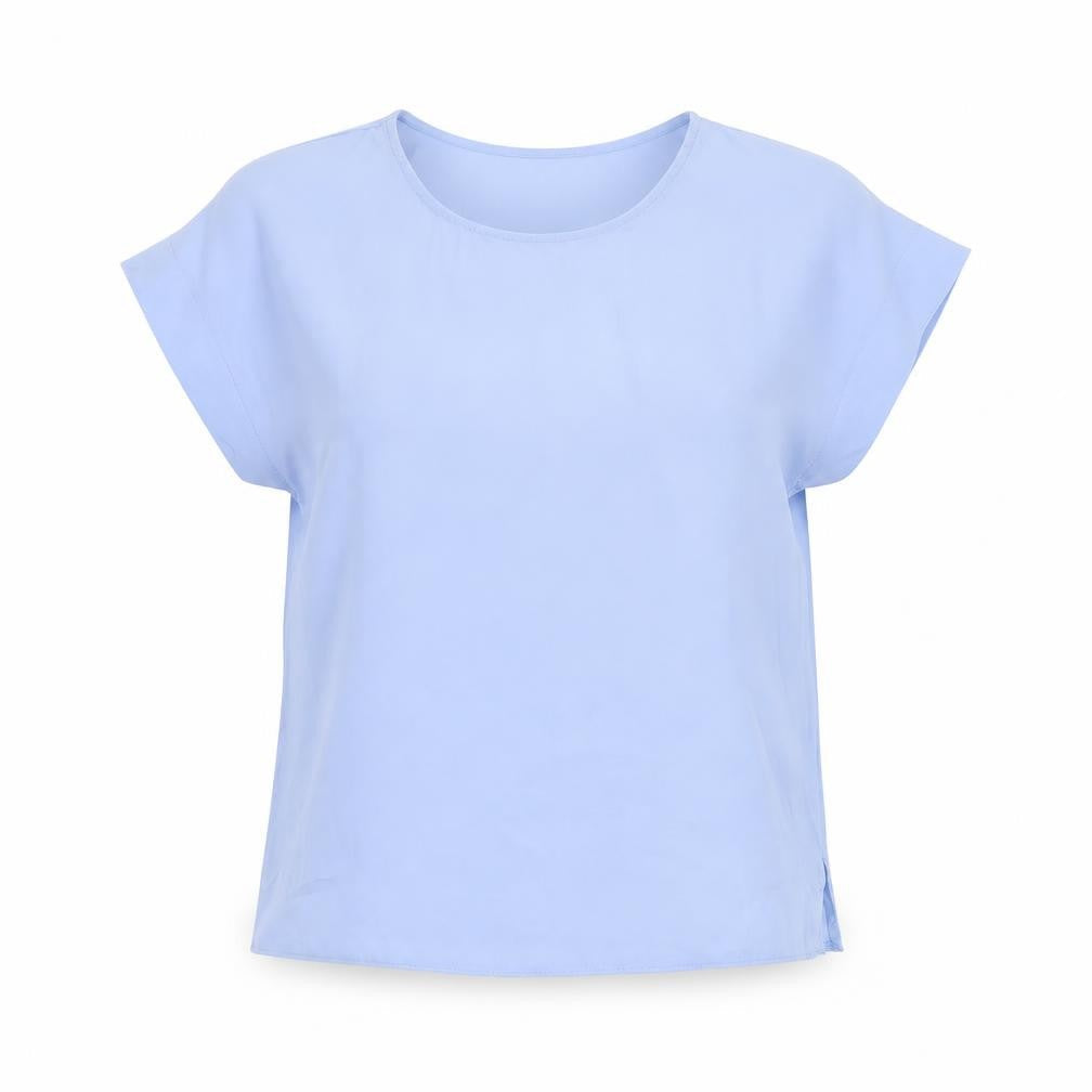 New Look Womens Blue Polyester Basic T-Shirt Size 6 Round Neck