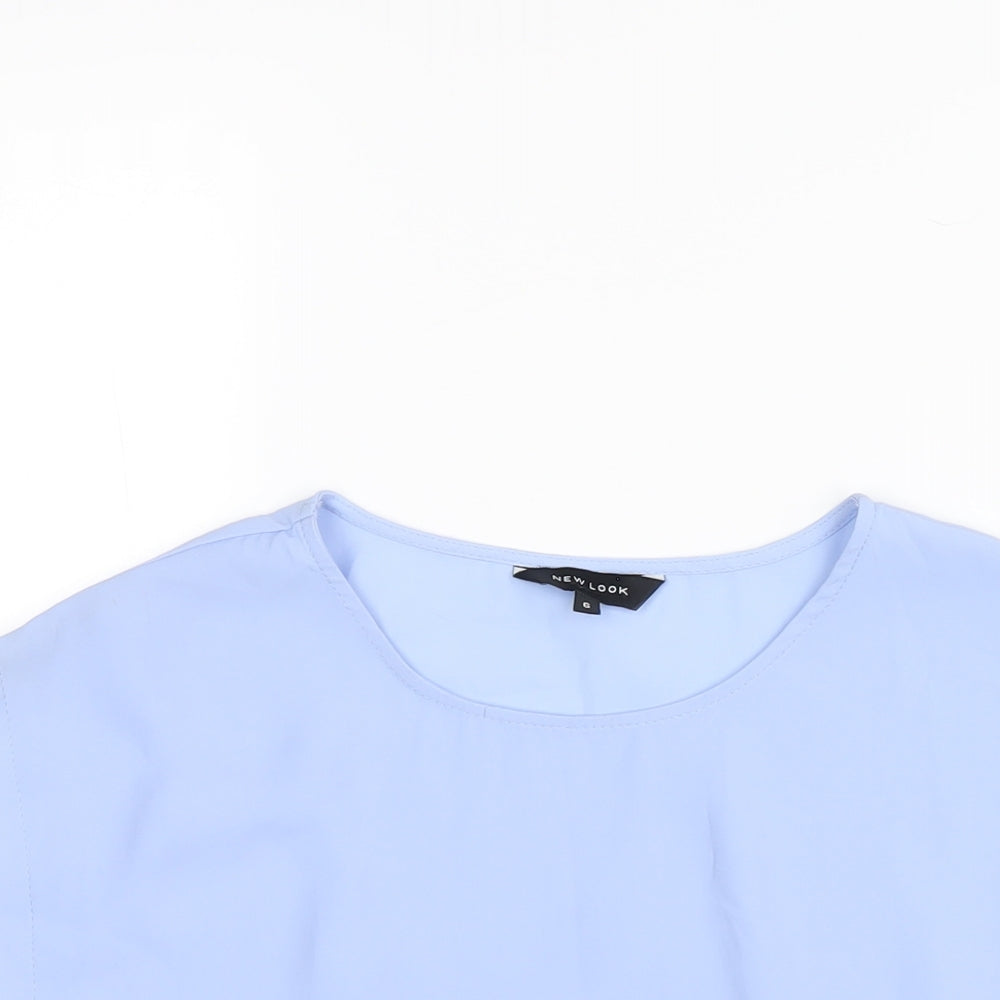New Look Womens Blue Polyester Basic T-Shirt Size 6 Round Neck