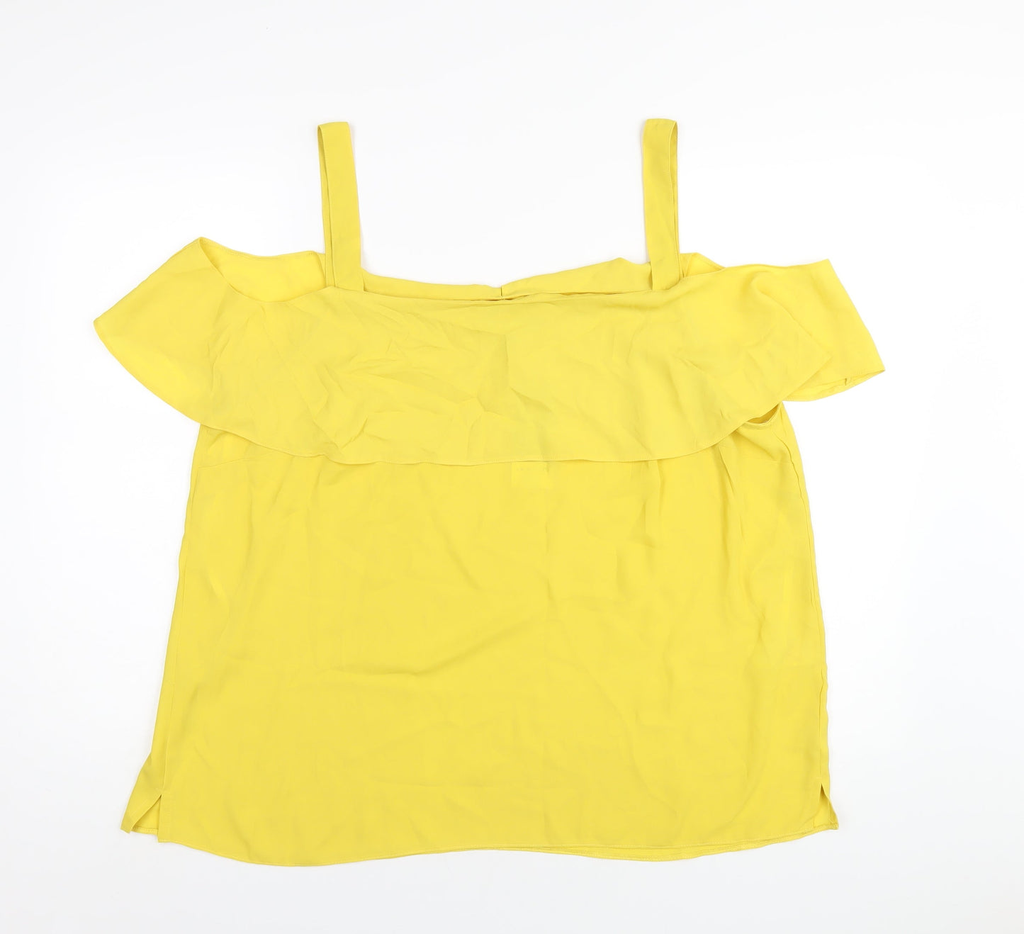 Dorothy Perkins Womens Yellow Polyester Basic Blouse Size 20 Square Neck
