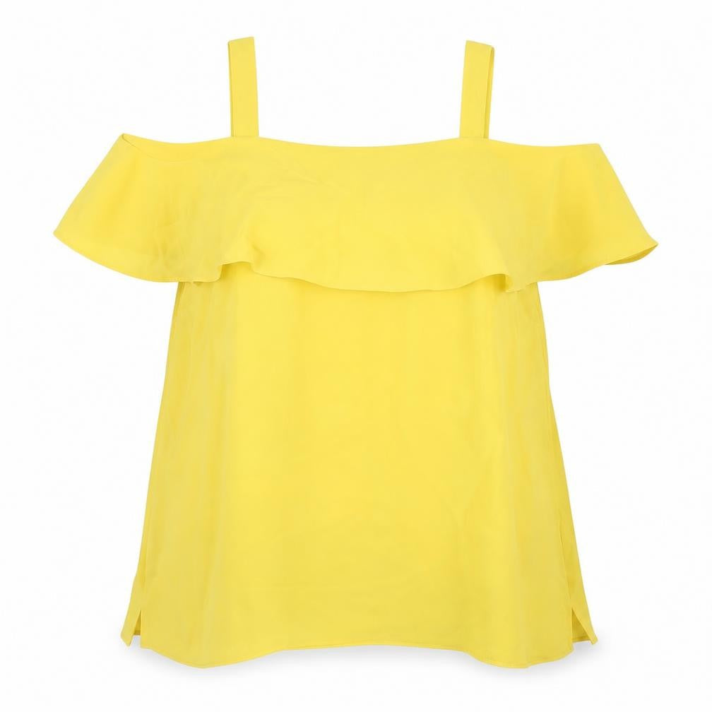 Dorothy Perkins Womens Yellow Polyester Basic Blouse Size 20 Square Neck