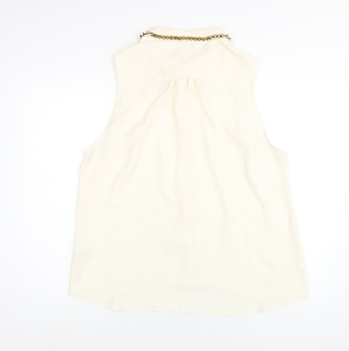 New Look Womens Ivory Polyester Basic Button-Up Size 18 Collared