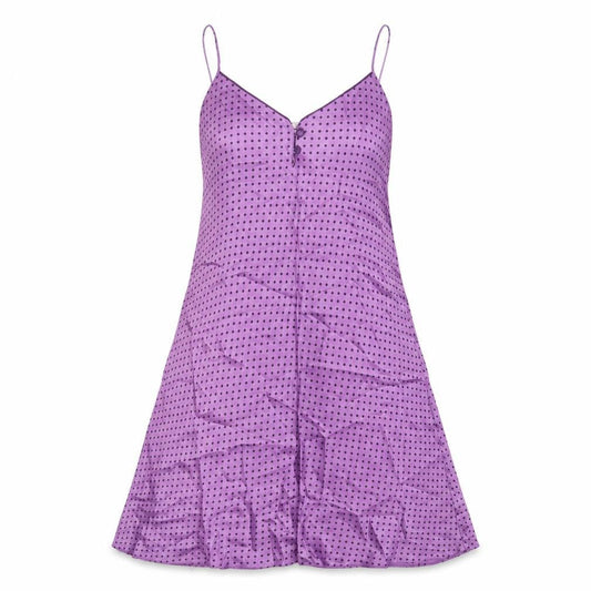 Debenhams Womens Purple Polka Dot Polyester Slip Dress Size 12 V-Neck Pullover