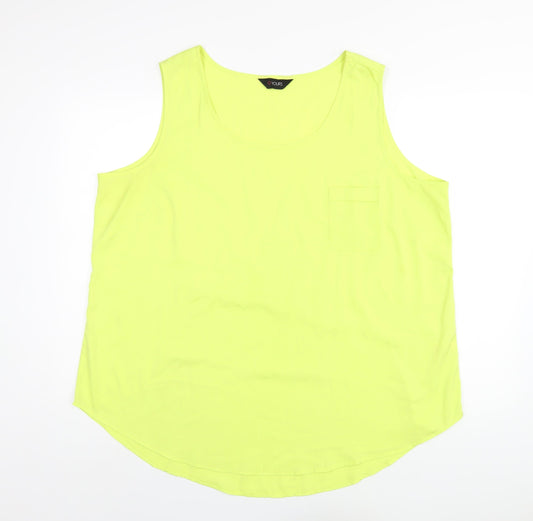 Yours Womens Yellow Polyester Basic Tank Size 22 Round Neck