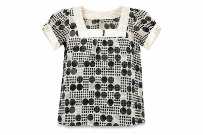EthelAustin Womens Ivory Polka Dot Polyester Basic T-Shirt Size 14 Square Neck