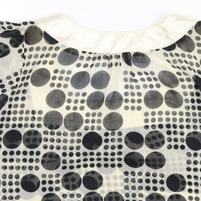 EthelAustin Womens Ivory Polka Dot Polyester Basic T-Shirt Size 14 Square Neck