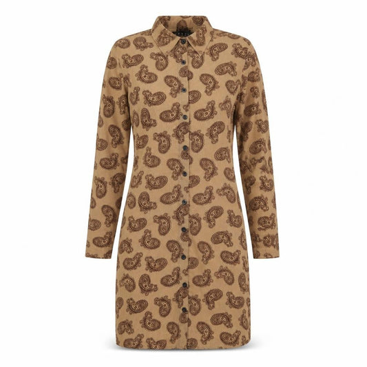 Motel Rocks Womens Brown Paisley Polyester Shirt Dress Size S Collared Button