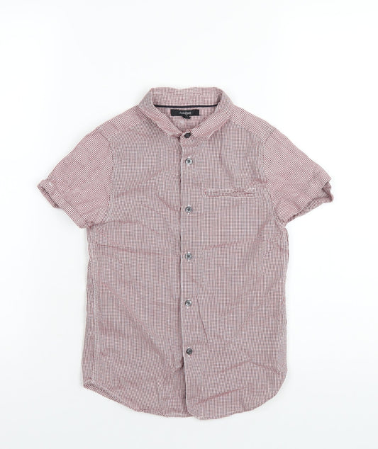 Autograph Boys Red Check Cotton Basic Button-Up Size 7-8 Years Collared Button