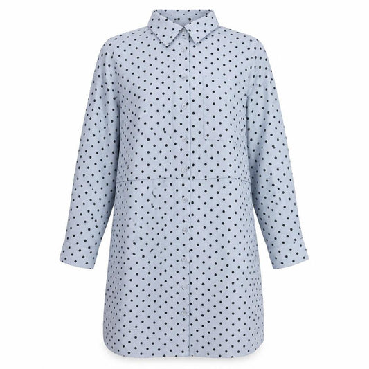 Missguided Womens Blue Polka Dot Polyester Shirt Dress Size 6 Collared Button