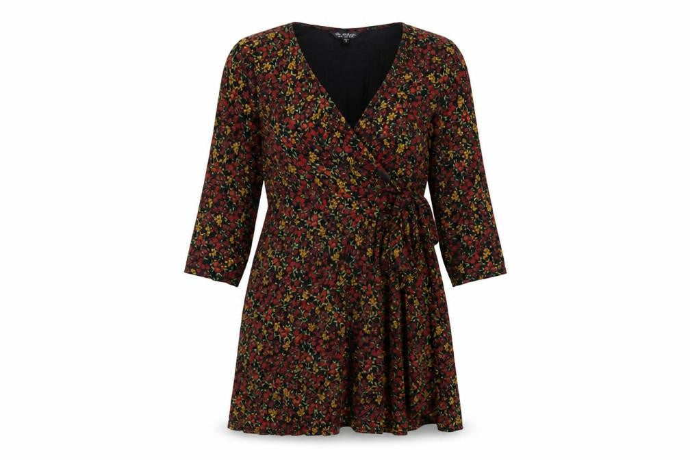 Miss Selfridge Womens Multicoloured Floral Viscose Wrap Dress Size 16 V-Neck Tie