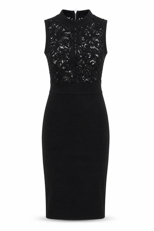 Quiz Womens Black Nylon Bodycon Size 8 Mock Neck Zip