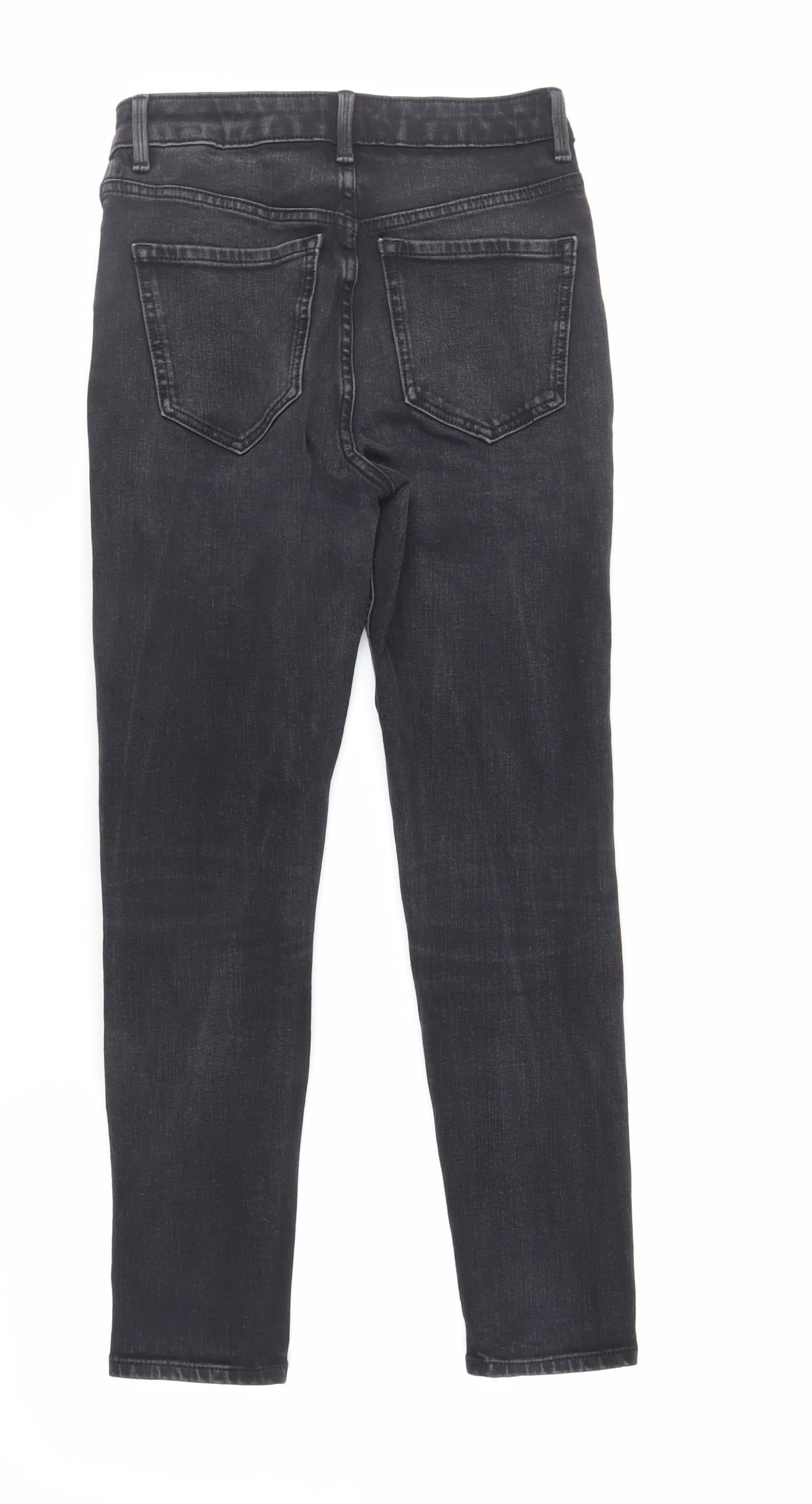 Marks and Spencer Womens Black Cotton Skinny Jeans Size 8 L25 in Regular Zip - Ankle Grazer