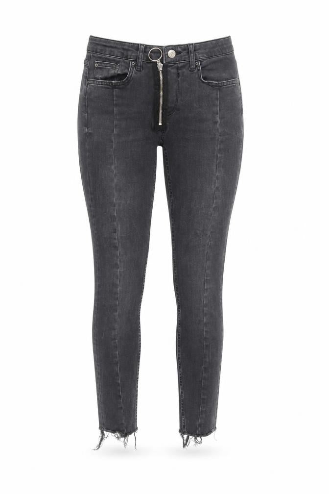 Zara Womens Grey Cotton Skinny Jeans Size 8 L27 in Regular Zip - Raw Hem