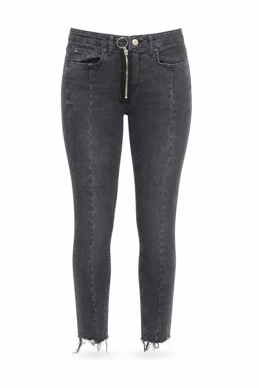 Zara Womens Grey Cotton Skinny Jeans Size 8 L27 in Regular Zip - Raw Hem