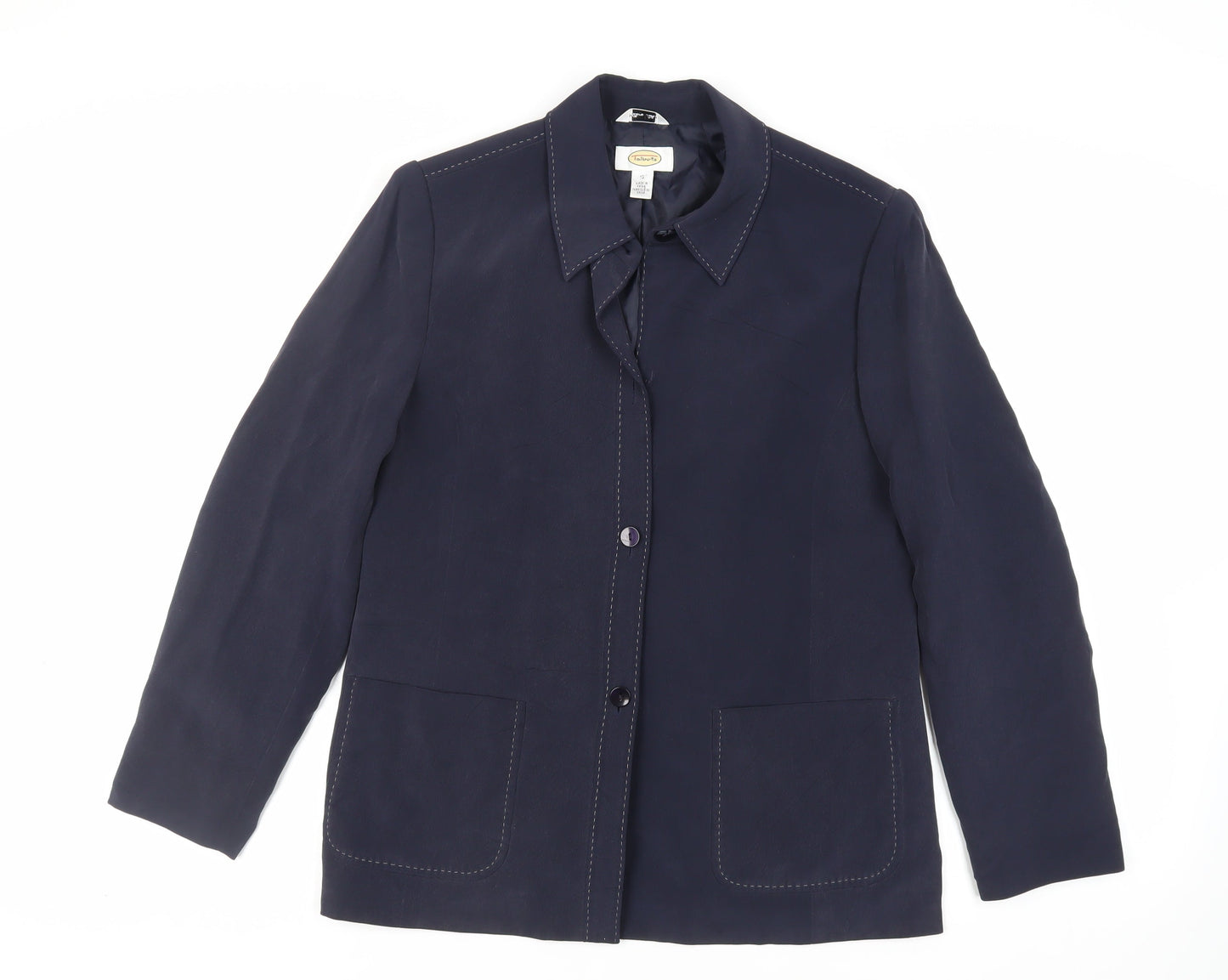Talbots Womens Blue Jacket Blazer Size 10 Button