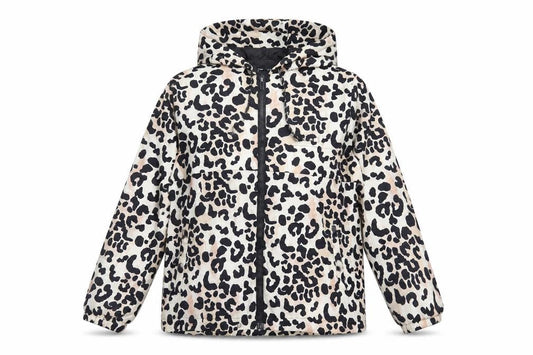 New Look Womens Beige Animal Print Jacket Size S Zip - Hooded