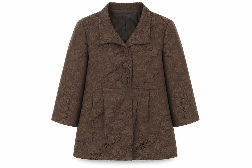 Fusion Womens Brown Jacket Blazer Size XL Button - Embroidered Vintage