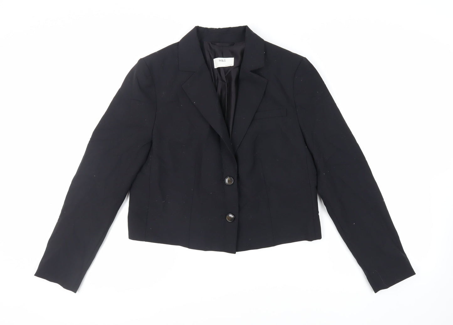 Marks and Spencer Womens Black Jacket Blazer Size 14 Button