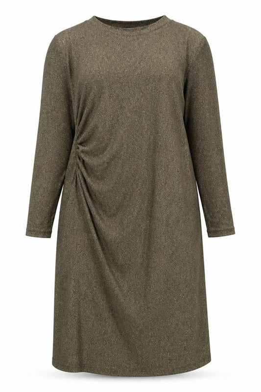 Marks & Spencer Womens Gold Polyamide A-Line Size 20 Round Neck Pullover - Ruched Detail